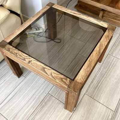 Mission Style Wood And Glass Table