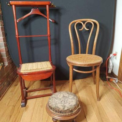 Butler stand, chair and footstool