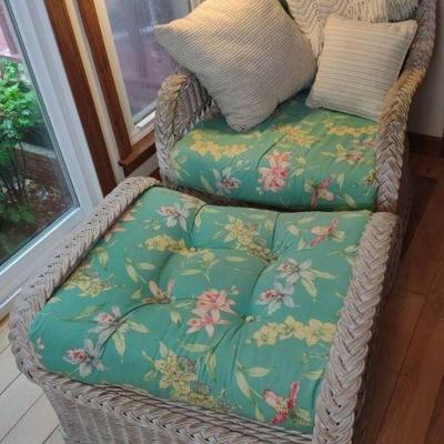 Henry Link wicker  chair and ottoman