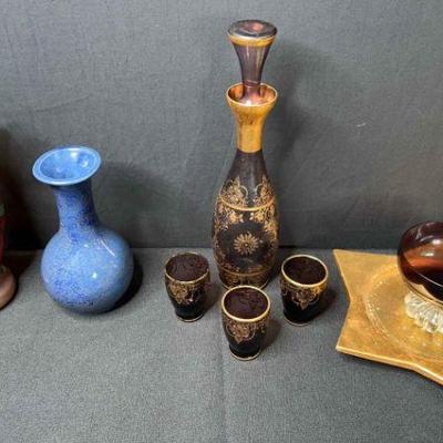 Decanter set and vases