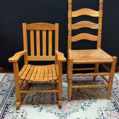 Rocker and wicker chair