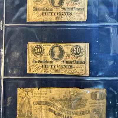 Confederate Notes - $1, $0.50 (C3)
