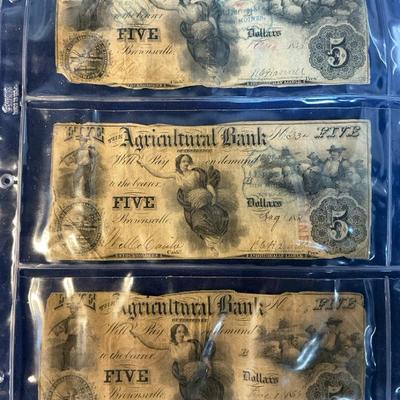 Agricultural Bank of Tennessee $5 Notes 1854, 1855 (C7)
