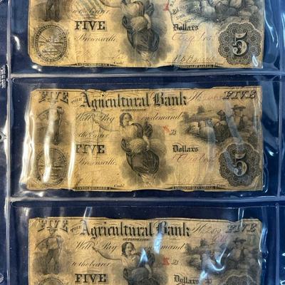 Agricultural Bank of Tennessee $5 Notes from 1855 (C8)