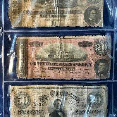 Confederate Notes - 1864 $50, $20, $10 (C6)