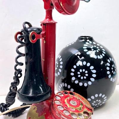 Vintage Red Rotary Telephone and More