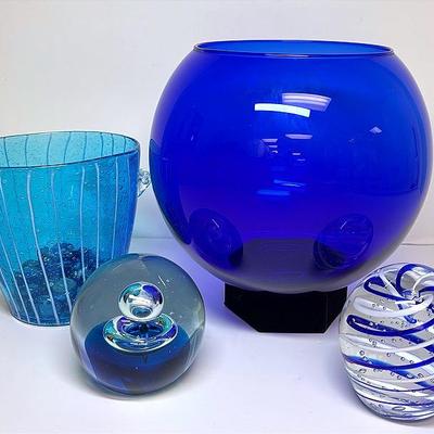 Murano Art Glass Balls and Blue Decor 