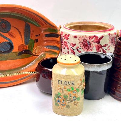 Vintage Mexican Redware Pottery Dish and More