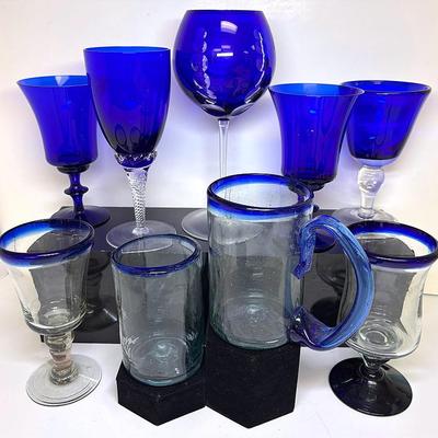 Cobalt Blue Glass Cups Assortment 