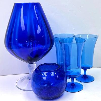 Vintage Cobalt Blue Crackle Vase and More 