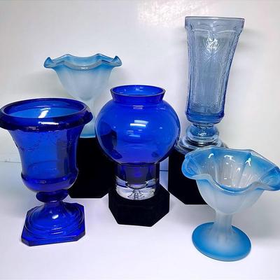 Vintage "L.E. Smith" Cobalt Blue Vases and More 