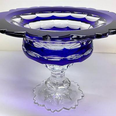 “Val Saint Lambert” Cobalt and Cut Crystal Overlay Centerpiece