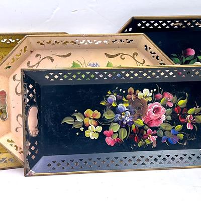 Hand-Painted “Nashco” Metal Serving Trays