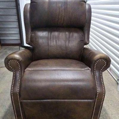 Brown Leather Lift Chair with Nailhead Trim Lot 1 (1267)