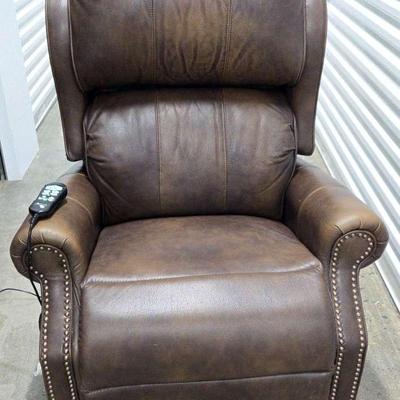 Brown Leather Lift Chair with Nailhead Trim Lot 2 (1267)