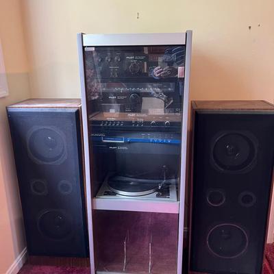 Pilot HiFi Tower with BSR Belt Drive Turntable & 2 Tower Speakers