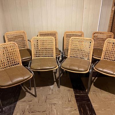 Vintage Shelby Williams MCM Style Rattan & Metal Chairs
