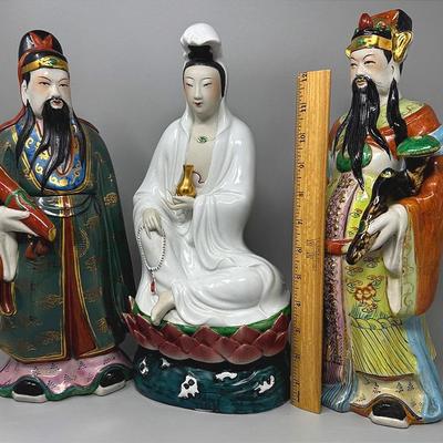 Quan yin, Lu And Fu Figurines 