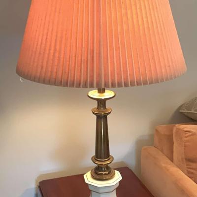 Tall Ceramic Lamp, Possibly Brass 