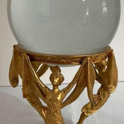 Crystal Visions Piece, Magnifying Orb Held By Gold Like Greek Women 