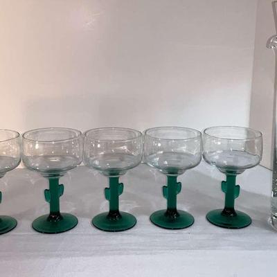 Cacti Margarita Glasses With Pitcher 