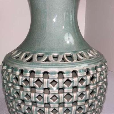 Green Woven Japanese Vase 