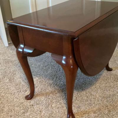 Solid Wood, Possibly Cherry, Drop Leaf Side Table