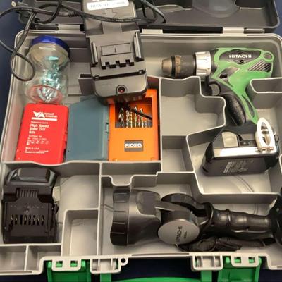 Hitachi Drill With Bits & Flashlight 
