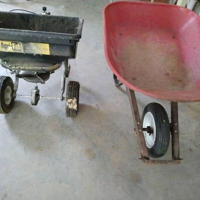 Wheelbarrow And Spreader 