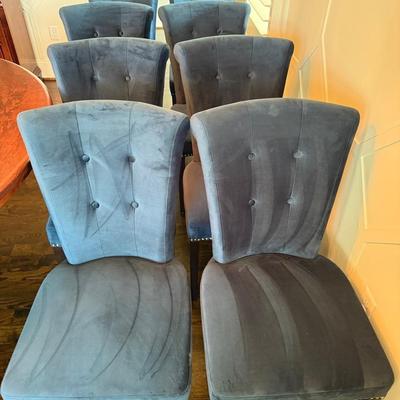 Set Of Eight Tufted Velvet Upholstered Dining Chairs 