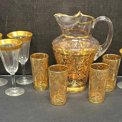 MCM Mosier picture and Tumblr set And 1930s Tiffin Franciscan glasses