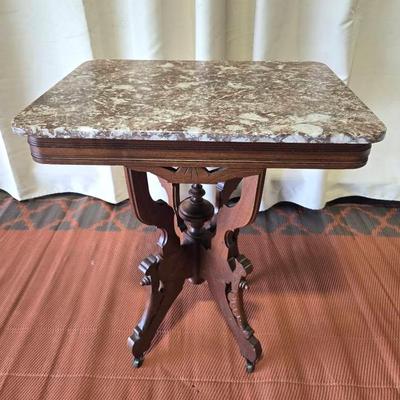 Antique Eastlake Style Marble Top Table 