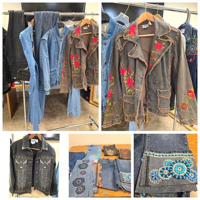 Women's Embellished Denim Jeans, Art Garments 