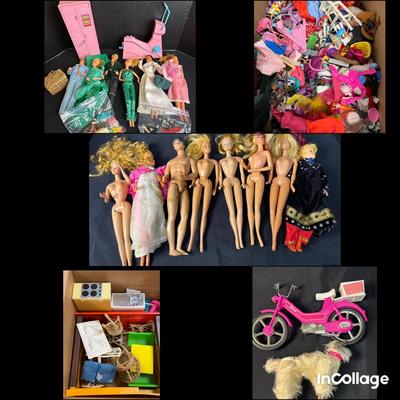 Vintage Barbie And Ken Dolls With Lots Of Accessories 