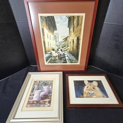 3 Original Art Watercolor Paintings Signed 