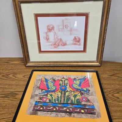 Mexican Bark Painting & Signed Art Print 