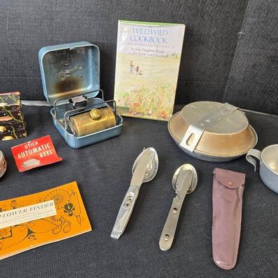 Vintage Camping & Fishing Items, Signed Foraging Book
