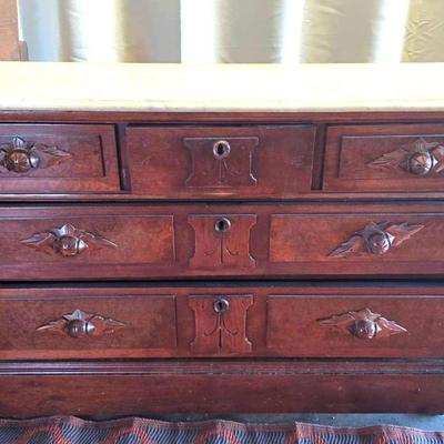 Antique Dresser Eastlake Style Marble Top W Mirror