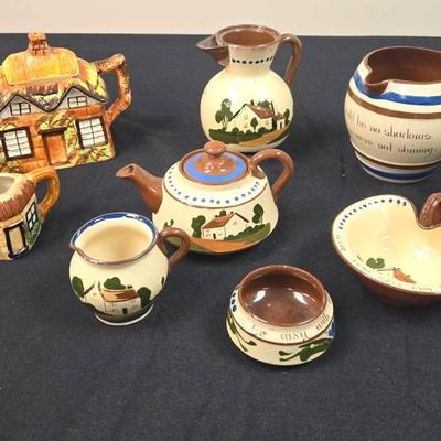 Vintage English Handmade  Pottery Motto Ware, Cottages