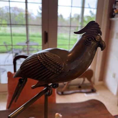 Vintage brass bird perch