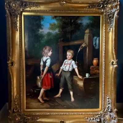 Anton Ebert "Children at the Well" reproduction by A. Fauvre 