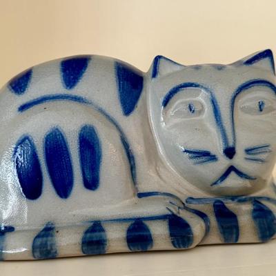 Eldreth pottery salt glaze cat sculpture