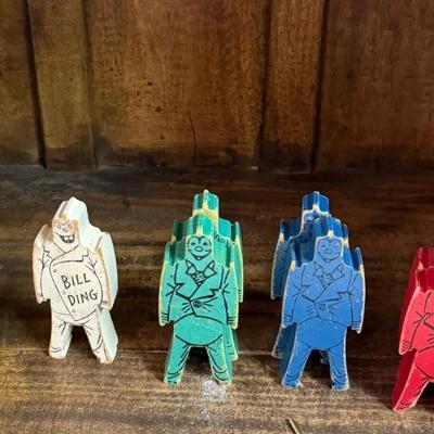 Vintage 40-50s Bill Ding stackable wooden clown toys