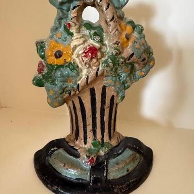 Antique French flower basket doorstop
