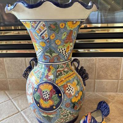 Vintage hand painted floor vase