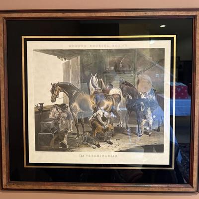 F. C. Turner "The Veterinarian" hand painted etching