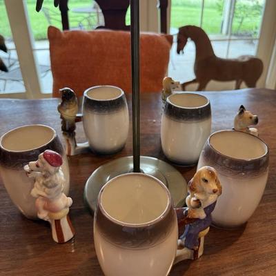 Vintage enesco "barhounds" mugs