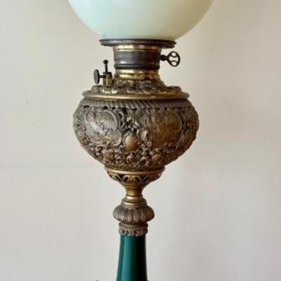 Antique electrified oil lamp 