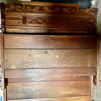 Antique Double Bed with footboard, rails, headboard 