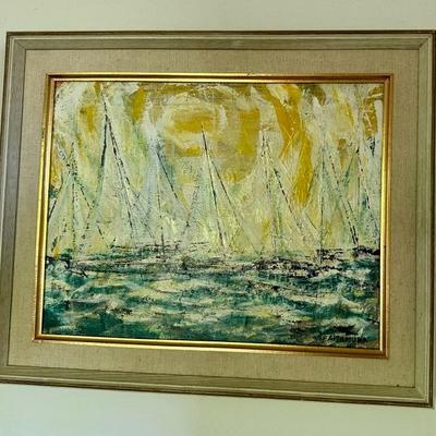 Original F. Altamura Sailboat Painting